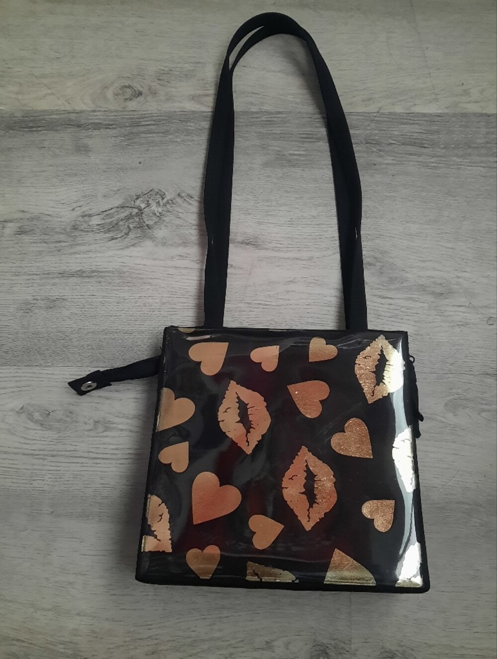 Vintage Studio Imports Bag with Rose Gold Lips & Hearts Print